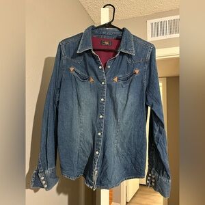 Route 66 Blue Denim Button-Down Shirt